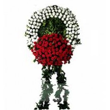 kırmızı göbekli  beyaz karfili cenaze çelengi ataşehir çiçekçi de