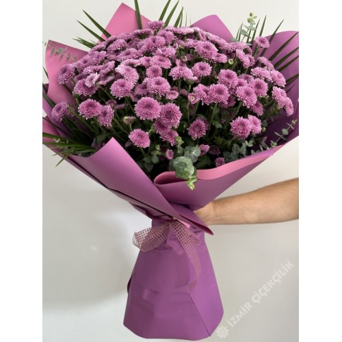 ATAŞEHİR ÇİÇEKCİ DE -PEMBE PASTEL TONLARDA KIRZANTEM BUKETİ