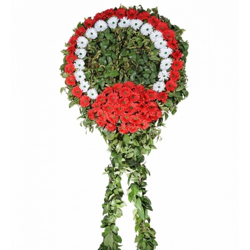 kırmızı gerberalı yapayi  cenaze çelgi